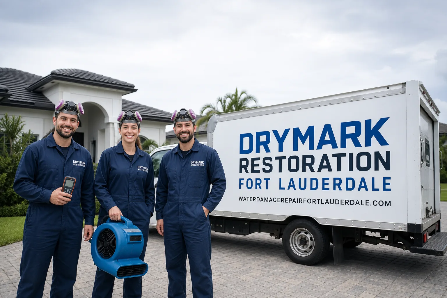 DryMark Restoration Fort Lauderdale damage restoration service vehicle and crew in Fort Lauderdale, FL